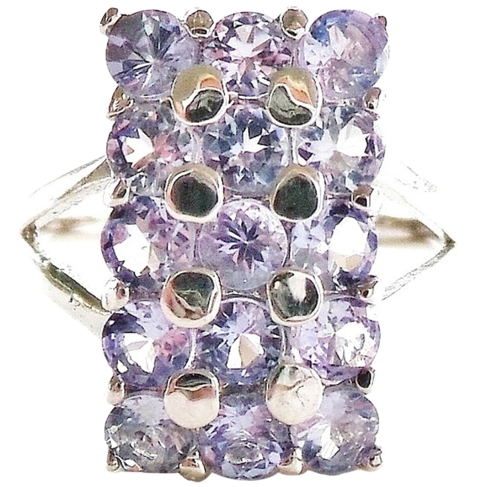 Natural Tanzanite 925 Sterling Silver Rhodium Plated Ring 6.5